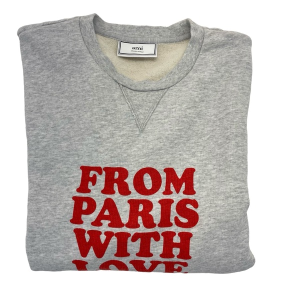 AMI From Paris With Love Sweatshirt Medium Gray - Picture 10 of 13